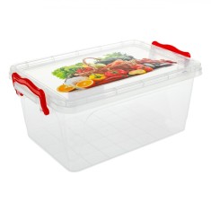 Caserolă Alimente, Transparentă, Capacitate 5L, M&acirc;ner Roșu, Potrivită pentru Mașina de Spălat Vase și Cuptorul cu Microunde