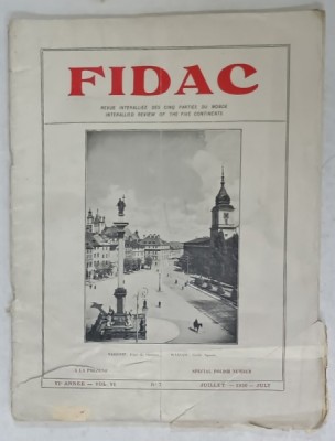 FIDAC , REVUE INTERALLIEE DES CINQ PARTIES DU MONDE , No. 7 , 1930 foto