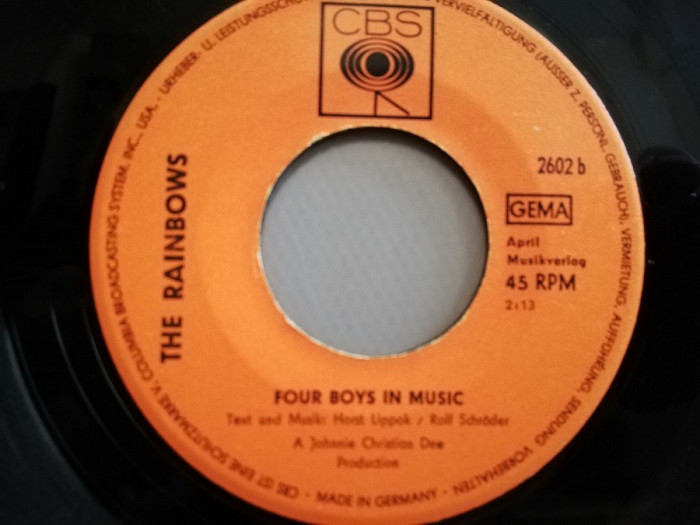 The Rainbows &ndash; Four Boys In Music/Don&rsquo;t Cry (1969/CBS/RFG) -VINIL/&quot;7 Single/VG+