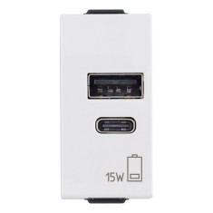 Priza USB tip A+C 1M 15W 5V Vimar Neve alb 09292.AC.15