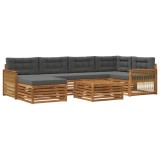vidaXL Set de canapele de exterior cu pernă 7 pcs Natural și Antracit 3383600