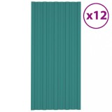 Panouri pentru acoperis 12 buc. verde 100x45 cm otel galvanizat GartenMobel Dekor, vidaXL