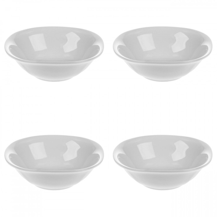 Set boluri, 4 piese, 445 ml, Portelan, Alb fildes