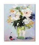 Cumpara ieftin Tablou 3D vaza cu trandafiri stilizati pictat manual, 60x50cm ulei pe panza, Geo Ungureanu