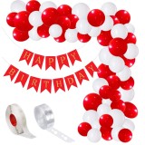 Set aranjament baloane pentru arcada, ghirlanda Happy Birthday, 115 buc, rosu si alb