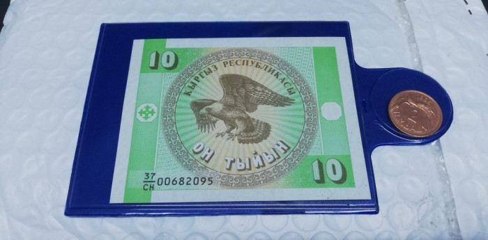 Kirghistan folder bancnota + moneda UNC