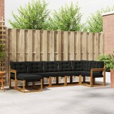 vidaXL Set de canapele de exterior cu pernă 7 pcs Natural și Negru 3368875