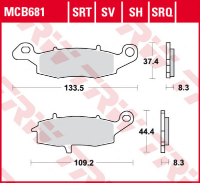 Set placute frana fata dreapta TRW MCB681 - Kawasaki ER-6 - KL - KLE 650 - Z 750 - VN 900 - Suzuki GSF Bandit - DL 650 foto