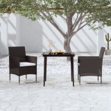 VidaXL Set mobilier de grădină cu perne, 3 piese, negru