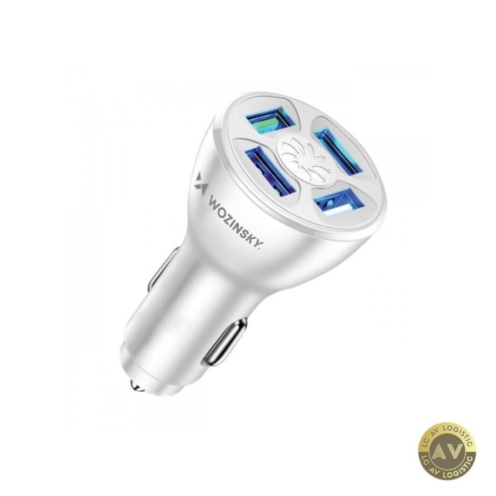 Incarcator Auto WZK WCCAW 50W 3A 4 x USB-A Alb