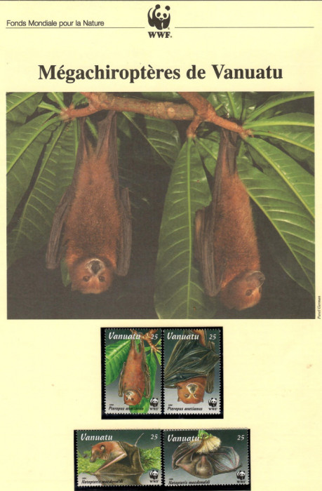 Vanuatu 1996 - Vulpea zburătoare, Set WWF, 6 poze, MNH, (vezi descrierea)