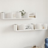 Dulapuri perete vidaXL, 2 buc, alb 99x18x16.5cm, lemn compozit, rafturi suspendate, design modern