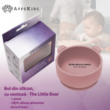 Bol din silicon cu ventuza AppeKids The Little Bear Old Rose