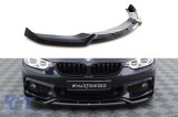 Spoiler Maxton Design versiunea 1 potrivit pentru bara frontala a BMW Seria 4 Gran Coupe F36 cu pachet M 2014-2017, lac negru Performance AutoTuning