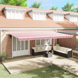 vidaXL Marchiză Retractabilă Automată cu LED Roșie și Albă 600x300 cm