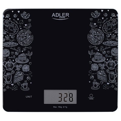 Cantar de Bucatarie Adler, maxim 10 kg, Orificiu pentru agatat, Negru foto