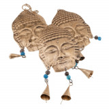 Decoratiune clopotei de vant din metal cu trei capete de buddha 95cm, Stonemania Bijou