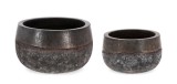 Cumpara ieftin Set 2 ghivece flori fibra sticla neagra cupru Duyen 29x17 cm, 36x22 cm