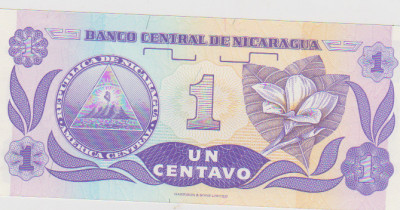 1 CENTAVO NICARAGUA /UNC foto
