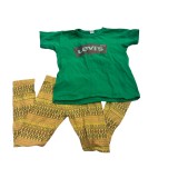 Pantaloni + tricou fetita , marimea 110 culori galben si verde