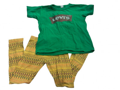 Pantaloni + tricou fetita , marimea 110 culori galben si verde foto