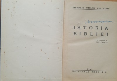 ISTORIA BIBLIEI HENDRICK VAN LOON, 1945 foto
