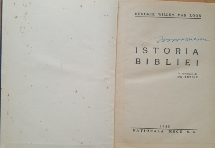 ISTORIA BIBLIEI HENDRICK VAN LOON, 1945