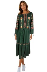 Rochie traditionala dama R25 verde/galben , marimea XL