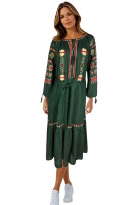 Rochie traditionala dama R25 verde/galben , marimea 3XL foto