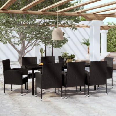 vidaXL Set mobilier pentru grădină, 9 piese, negru foto
