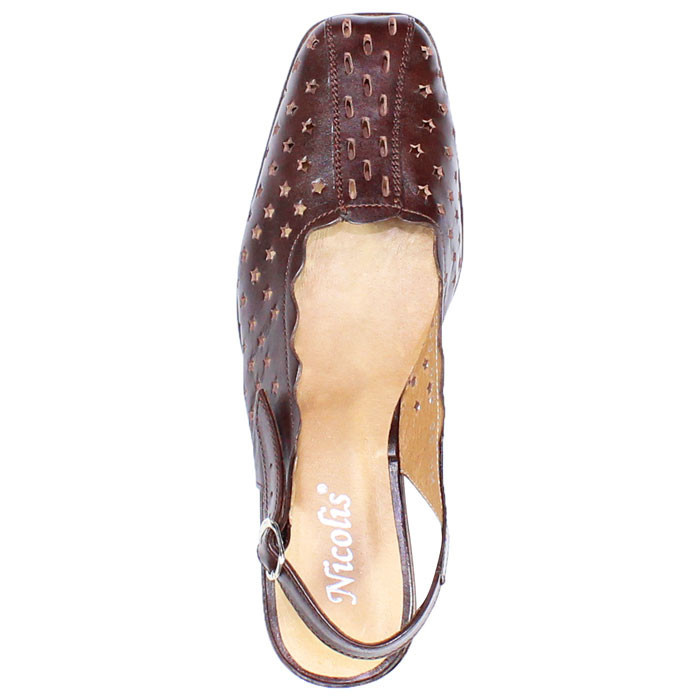 Pantofi cu toc dama piele naturala - Nicolis maro - Marimea 37 | Okazii.ro
