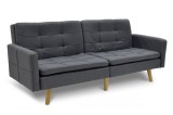 Cumpara ieftin Canapea extensibila 3 locuri material textil flexibila gri inchis 198x87x76