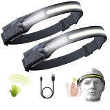 Set 2 Lanterne de cap acumulator intern, frontala, senzor miscare, banda leduri