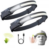 Cumpara ieftin Set 2 Lanterne Cap LED COB+XPE, Senzor, USB-C, 5 Moduri, 350 Lumeni, Rezistentă Ploaie, Frontală, Pescuit, Camping, Drumetii