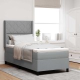 Cumpara ieftin Pat cu arcuri cu perna Manual Gri deschis 200 x 90 cm tesatura