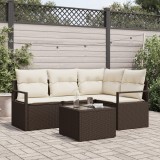 Gossi set canapea gradina cu 4 piese si pernite gri ratan poli