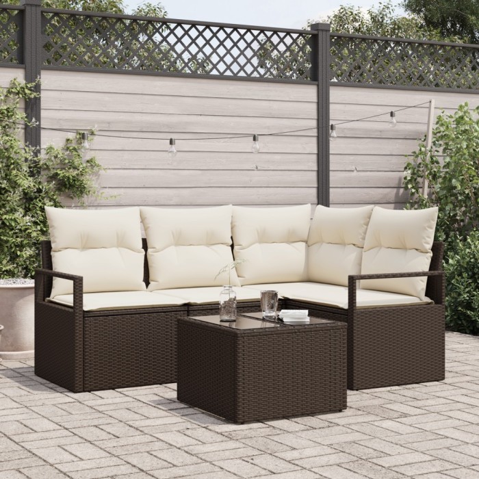 Gossi set canapea gradina cu 4 piese si pernite gri ratan poli