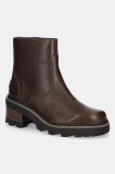 Sorel cizme de piele JOAN NOW ZIP BOOTIE culoarea maro, cu toc drept, izolare ușoară, 2138431256