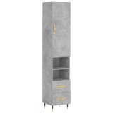 Cumpara ieftin Dulap inalt, gri beton, 34,5x34x180 cm, lemn prelucrat