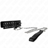 KINK - NECKLACE WITH LEASH 65 CM WITH SILVER STUDS MODEL 1 ADJUSTABLE 36-43 CM X 5 CM, KINK COLLAR &amp; GAG