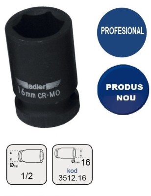 Cheie tubulara de IMPACT 1/2&amp;quot; AD-3512.16 16mm foto