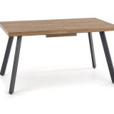Masa extensibila living HM Berlin, MDF laminat, cadru metalic, 140-180x85x76 cm, 8 persoane, nuc negru