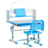 HOMCOM Birou Copii de 6-12 Ani Reglabile pe &Icirc;nălțime și Blat &Icirc;nclinabil 45&deg;, 80x54,5x82-104 cm, Albastru | Aosom Romania