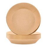 Cumpara ieftin Set 50 hartii de copt pentru friteuza cu aer, 16 x 4.5 cm, maro
