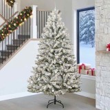 vidaXL Brad de Crăciun artificial Verde și alb 270 cm PVC și Metal 3395780