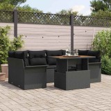 VidaXL Set de canapele pentru grădină 7 pcs Negru 100 x 55 x 73 cm