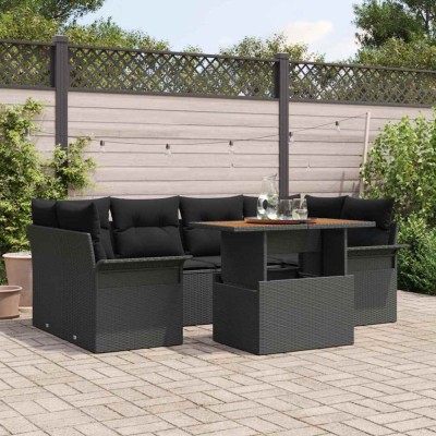 vidaXL Set de canapele pentru grădină 7 pcs Negru 100 x 55 x 73 cm 3349288 foto