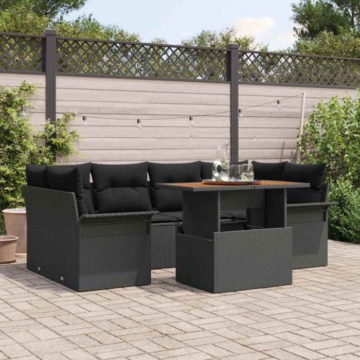vidaXL Set de canapele pentru grădină 7 pcs Negru 100 x 55 x 73 cm 3349288