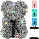 Ursulet de trandafiri Liuukzy, LED, gri, 25 cm