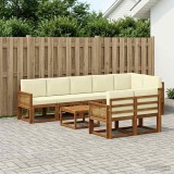 Cumpara ieftin Set de canapele de exterior 9 buc. 8-Locuri Natural si Crem